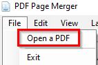 opening a PDF file in PDF Page Merger