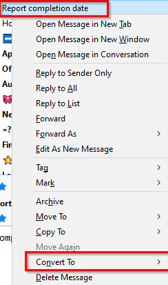 converting emails to tasks or calendar events in Thunderbird