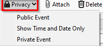 changing the privacy settings for calendar event in Thunderbird