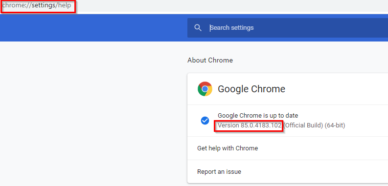 checking the current version of google chrome