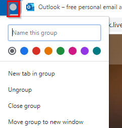 labeling a tab group and color-coding it