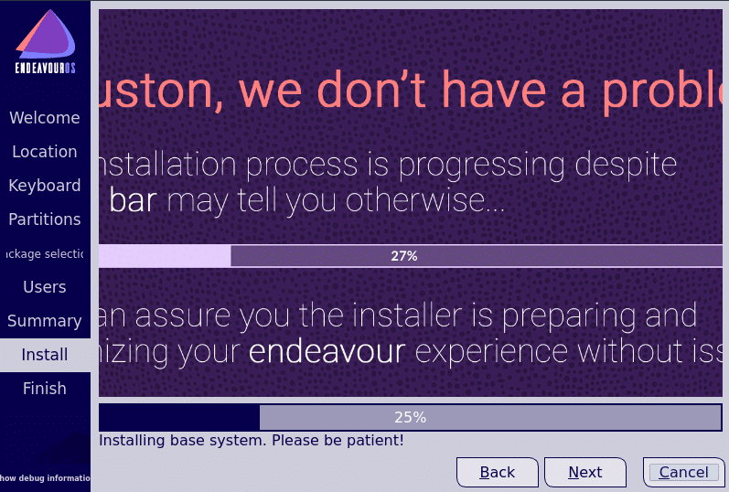 EndeavourOS installation in progress