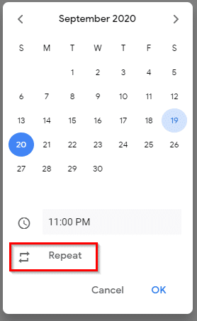 set a task as repeating in gmail