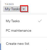 viewing lists for tasks in gmail