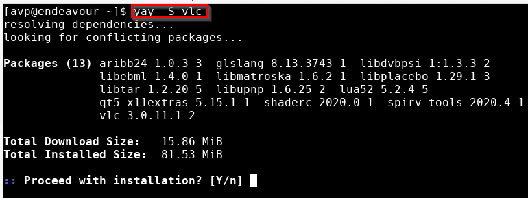 installing packages in EndeavourOS using yay