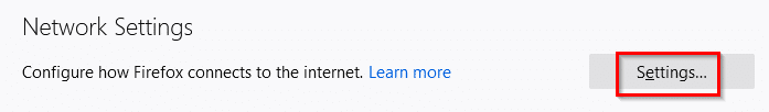 configuring network settings in firefox