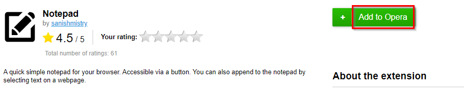 Notepad add-on for Opera