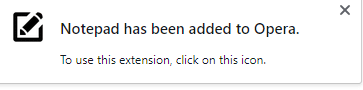 Notepad add-on installed in Opera