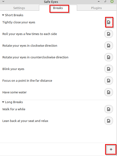 editing existing breaks from Safe Eyes settings