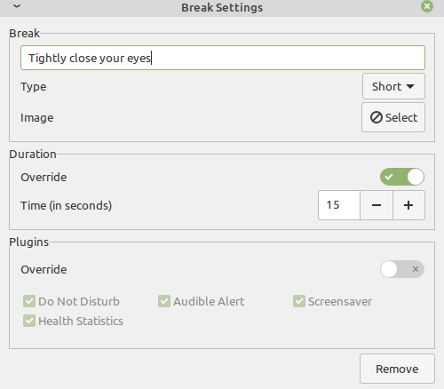 changing existing break settings in Safe Eyes