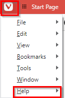 Accessing Vivaldi help options