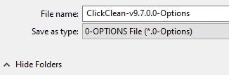 exporting Click&Clean settings to be saved locally