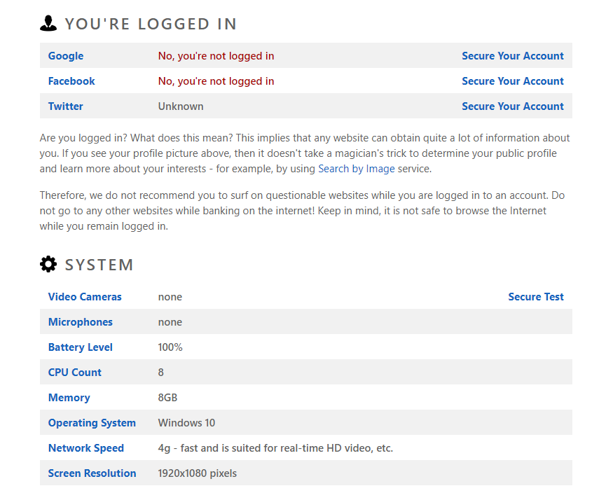 detailed analysis of browser related privacy settings using Click&Clean 