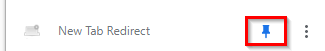 pinning New Tab Redirect next to the Chrome address bar