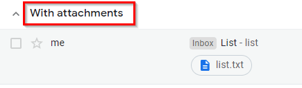 inbox for Gmail messages with attachments