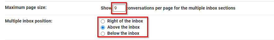 other Multiple Inboxes settings in Gmail