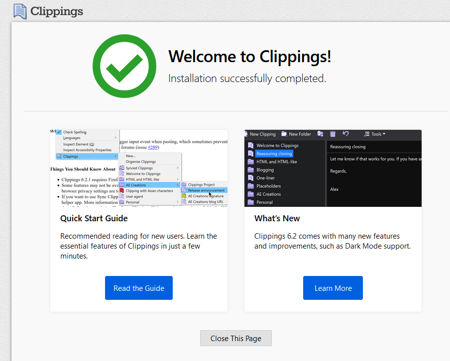 a brief description about Clippings add-on 