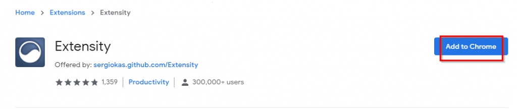 adding Extensity to Google Chrome