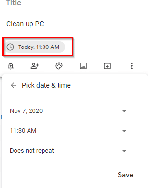 scheduling reminders for notes in Google Keep