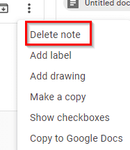 deleting notes in Google Keep