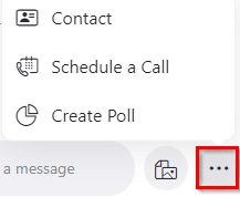 creating a poll, searching for contacts for adding to chat and scheduling calls in Meet Now chat