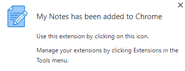 My Notes add-on installed in Google Chrome