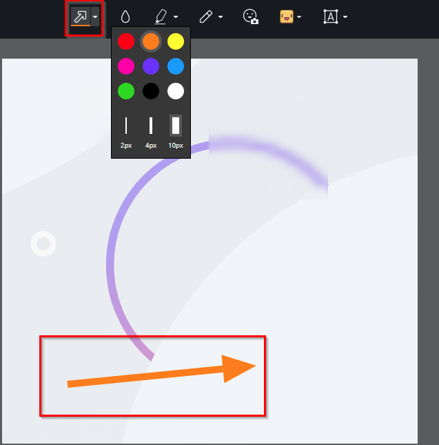 adding arrows to screenshots using the Opera snapshot tool