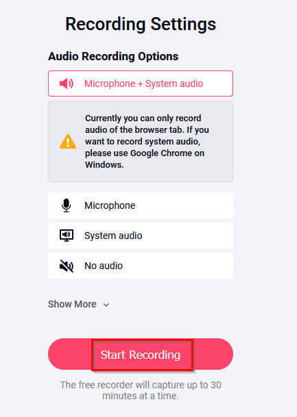 begin recording using RecordCast