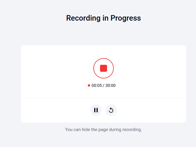 recording in progress using RecordCast