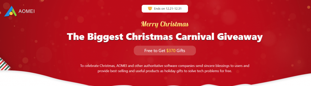 AOMEI Christmas Carnival Giveaway 2020