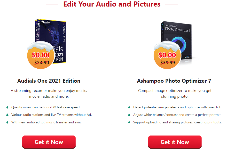 Audials One 2021 Edition and Ashampoo Photo Optimizer 7 Christmas 2020 giveaway