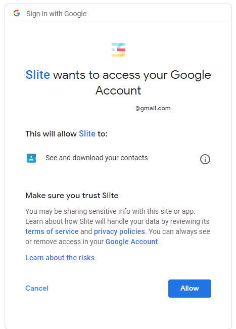 enabling Google account sign-up for Slite