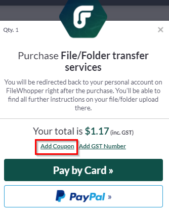 adding FileWhopper giveaway coupon during checkout