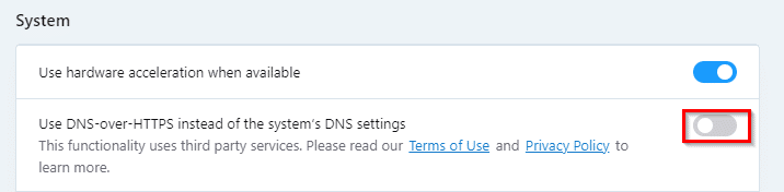 enable DNS-over-HTTPS in Opera 