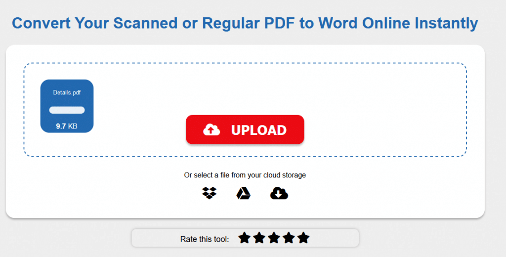 converting uploaded PDF file to Word using PDF to Word Converter