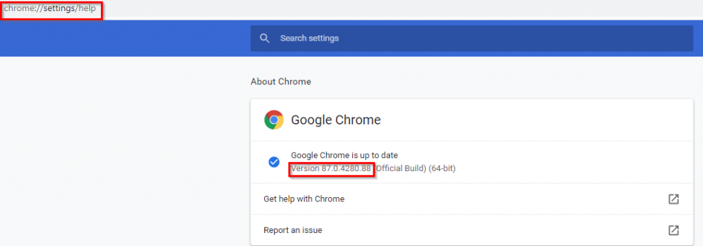 checking Chrome version