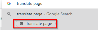 Chrome Actions for translating webpages