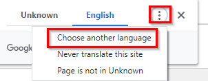 choosing a language for translating webpages