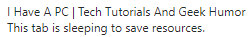 notification of sleeping tabs in Edge