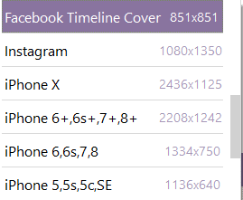 social media image resizing presets in Image Resizer