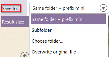 choosing output path options in Image Resizer