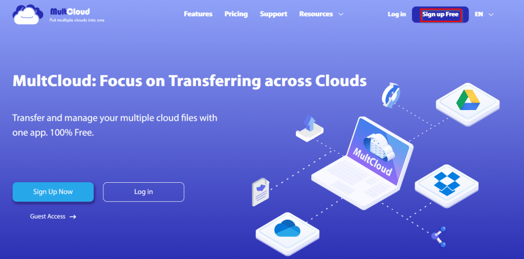 MultCloud homepage