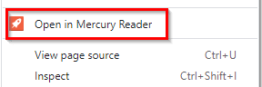 opening web articles in Mercury Reader