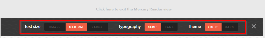 changing theme and other settings in Mercury Reader