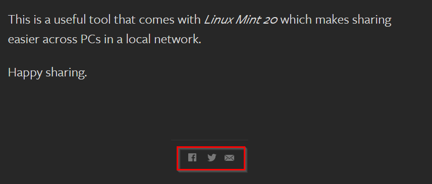 share icons at the end of reading articles in Mercury Reader