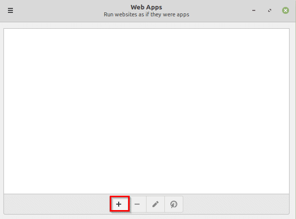 adding an app using the Web Apps manager in Linux Mint 20.1