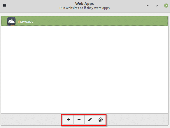 website added as a Web App in Linux Mint 20.1