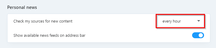 changing the news interval settings in Opera