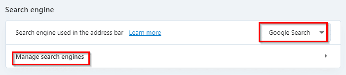 changing search engine settings in opera