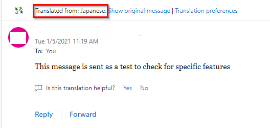 messages from other languages are auto-translated in Outlook..com if configured so